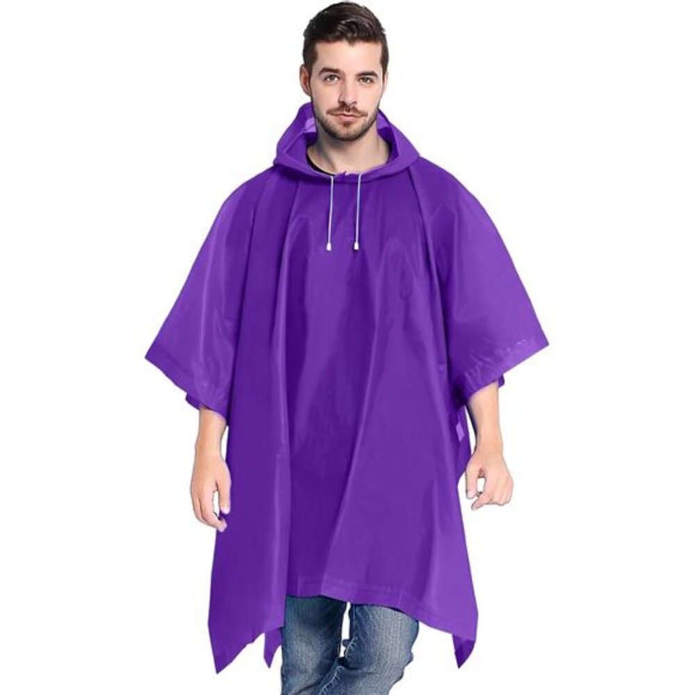 Reusable Rain Ponchos for Adult 2 Pack for Women and Men with Drawstring Hood